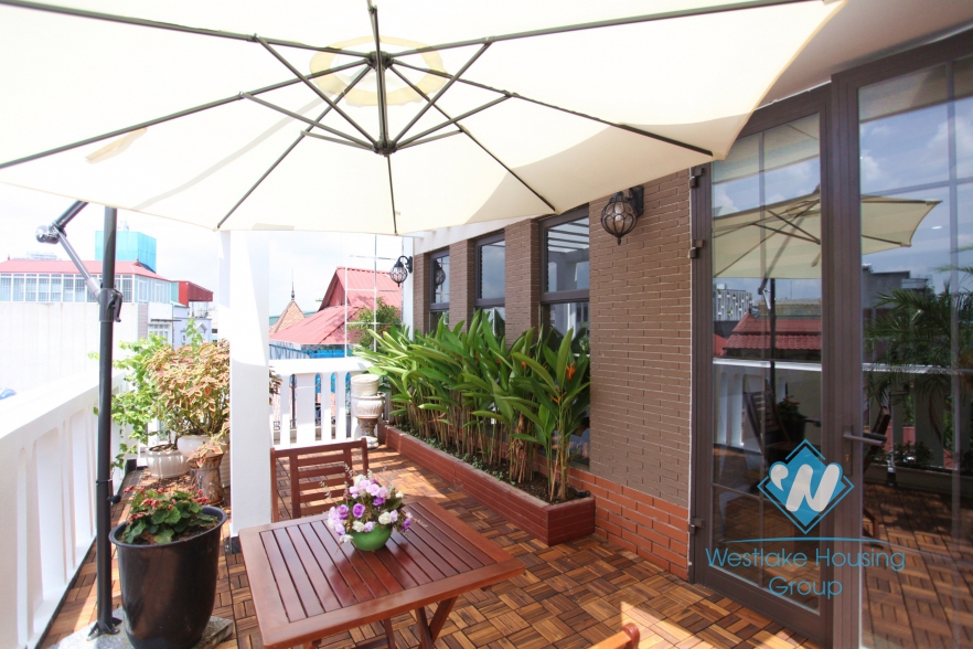 Terrace garden 1 bedroom apartment for rent in Ba Dinh, Hanoi